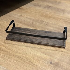 Amazon Black Metal Framed Wall Shelf with Dark Wood Plank